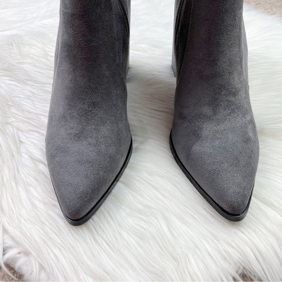 New Steven New York by Steve Madden Taite Pointed Toe Booties in Gray Faux Suede - Picture 4 of 10